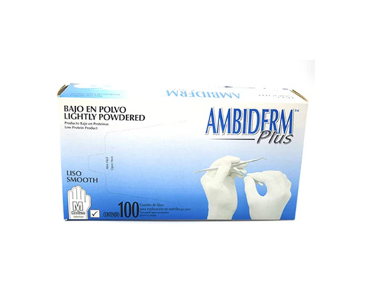 GUANTE DE LATEX NO  ESTERIL PLUS BLANCO GDE PK/100   AMBIDERM