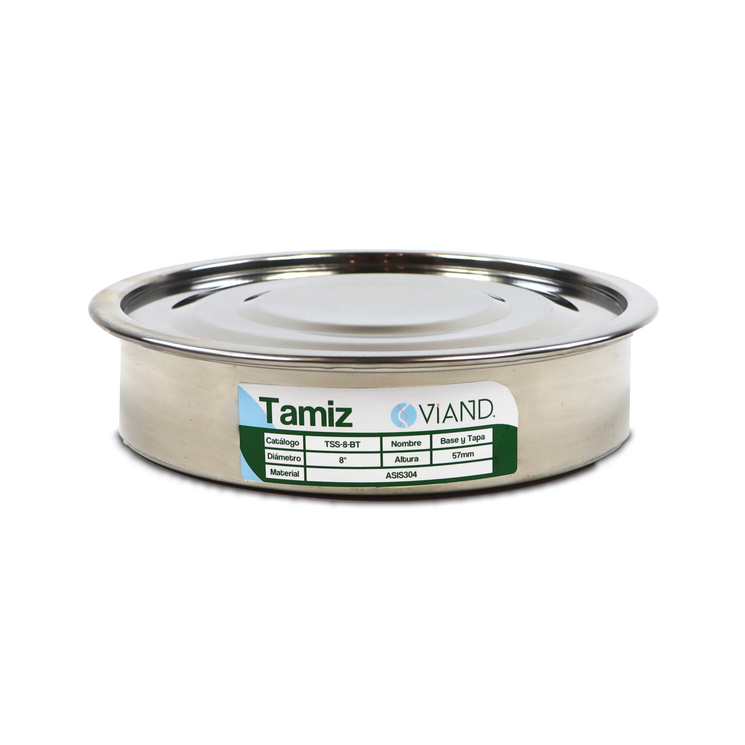 BASE Y TAPA DE ACERO INOXIDABLE PARA TAMIZ DE 8" VIAND